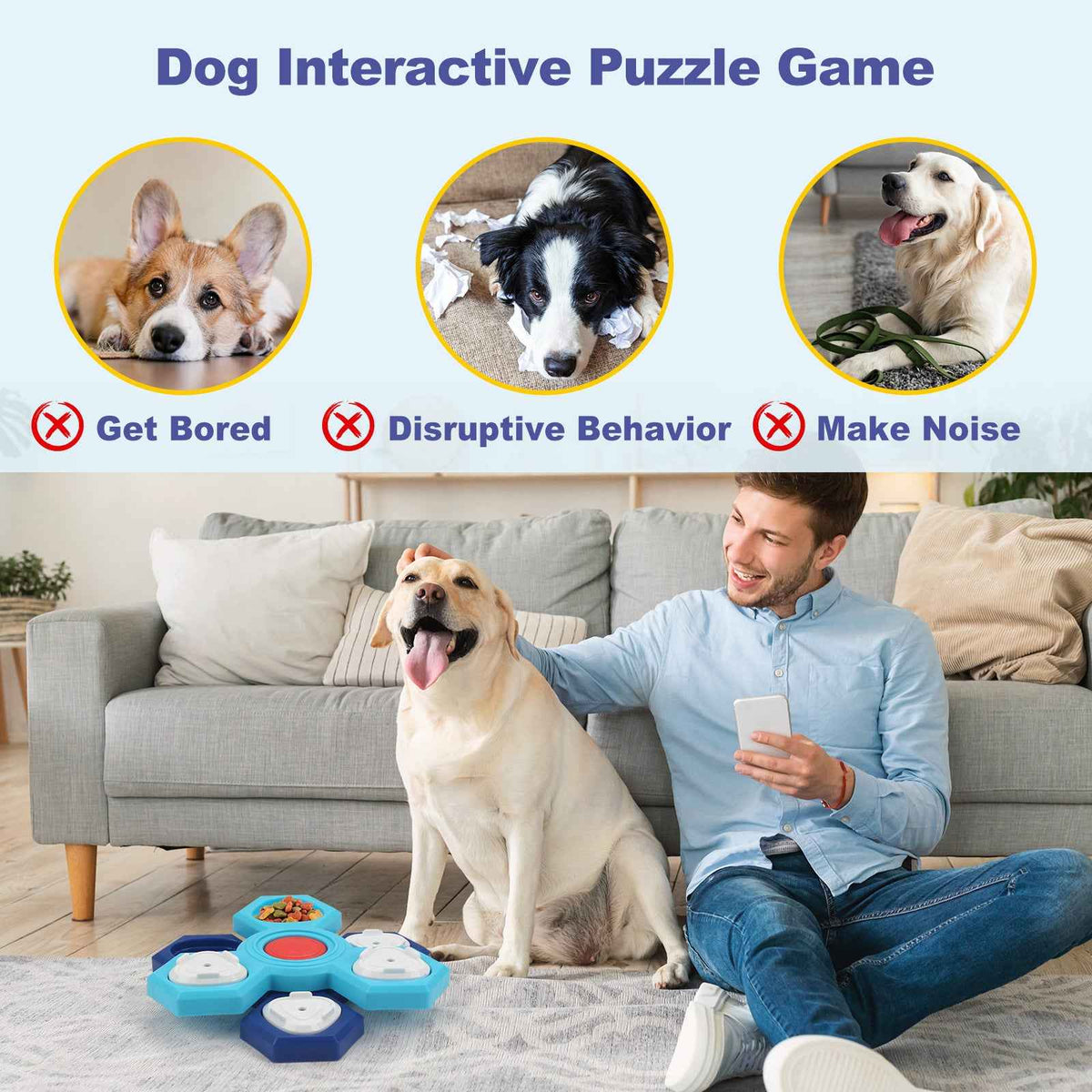 4-Layer Puzzle Slow Feeder Bowl — IQ Training for Dogs