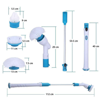 Cordless Electric Scrubber — Retractable Handle with 3 Brush Heads