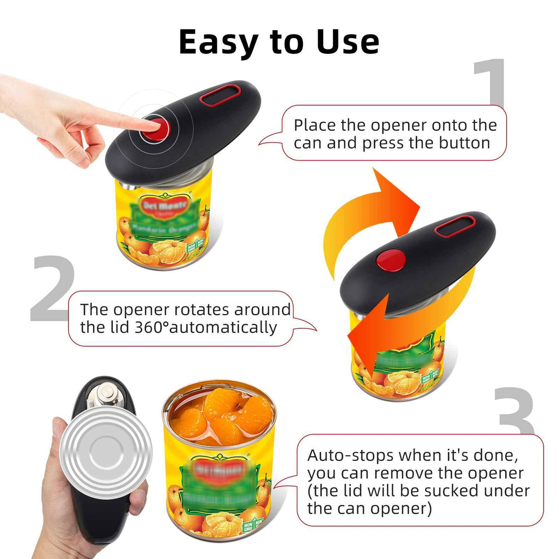 Electric Can Opener — Automatic Cordless Jar &amp; Tin Opener