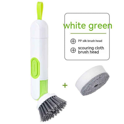 Soap-Dispensing Dish Brush — Long Handle with 2 Replacement Heads