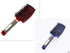 Cepillo de pelo profesional para desenredar en colores rojo y azul con mango ergonómico.