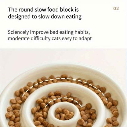 Ceramic Slow Feeder Bowl — Anti-Gulping Puzzle Dish for Dogs &amp; Cats