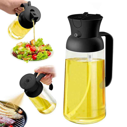 Dual-Use Oil Sprayer &amp; Dispenser — Glass Kitchen Spray Bottle