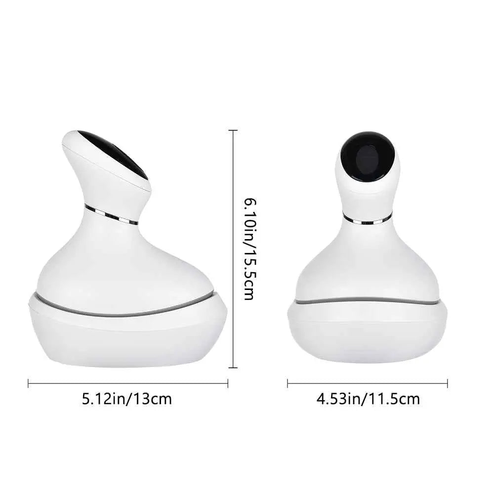 Dimensiones de un dispositivo tecnológico blanco de diseño ergonómico para el hogar.