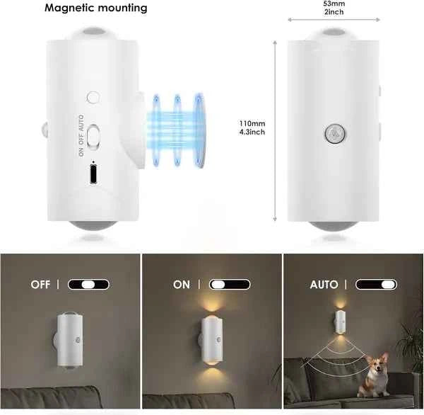 LED Motion Sensor Night Light — 7 Colors, Rechargeable, 2-Pack