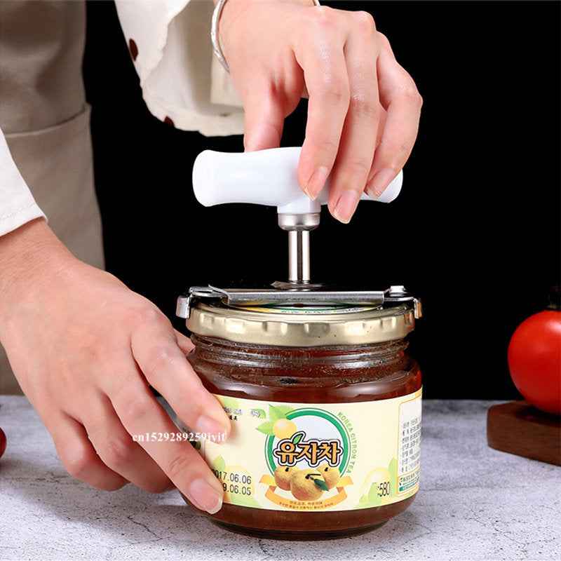 Adjustable Jar &amp; Can Opener — Stainless Steel Spiral Lid Remover
