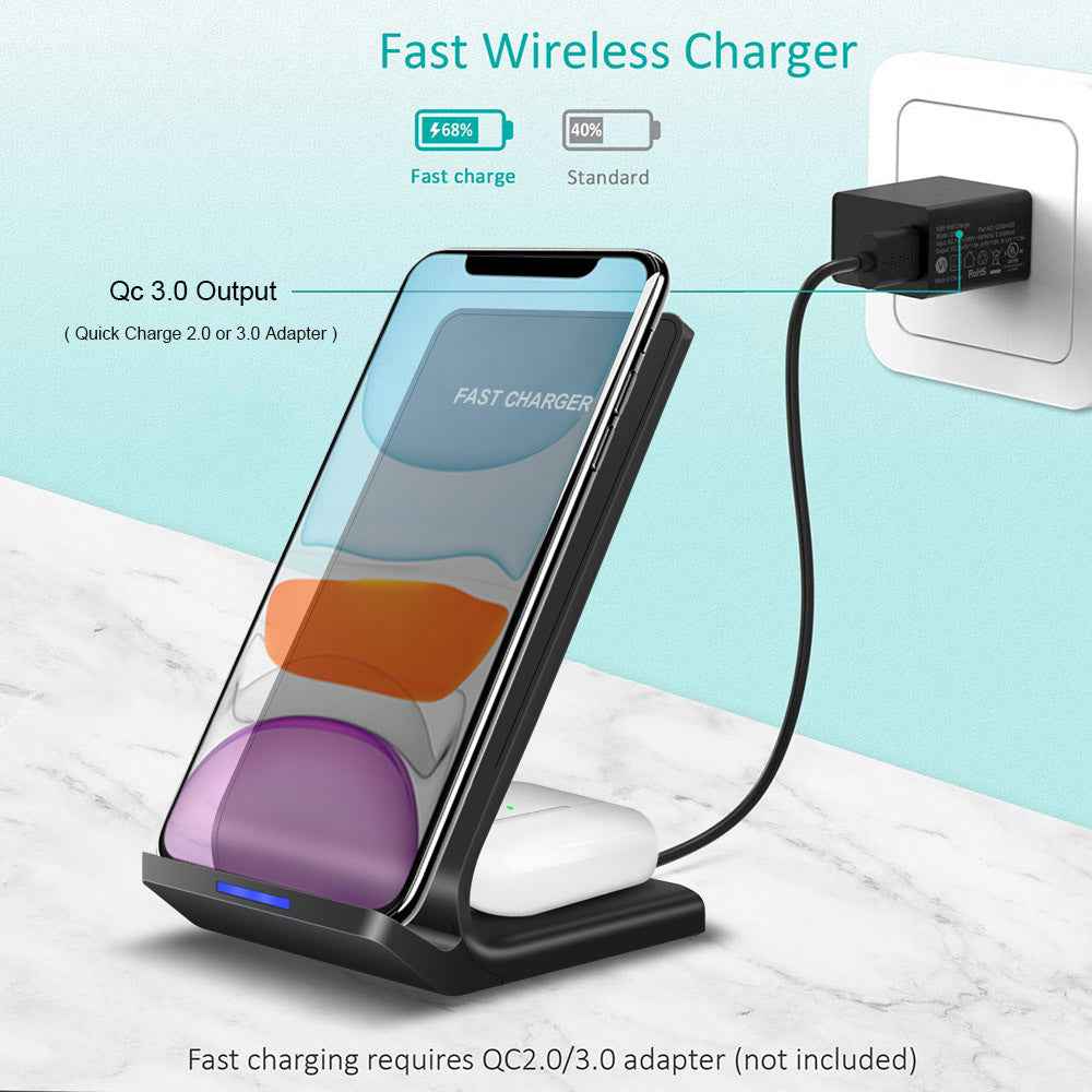 Desktop Wireless Charger Stand — 5W Qi Phone Charging Dock