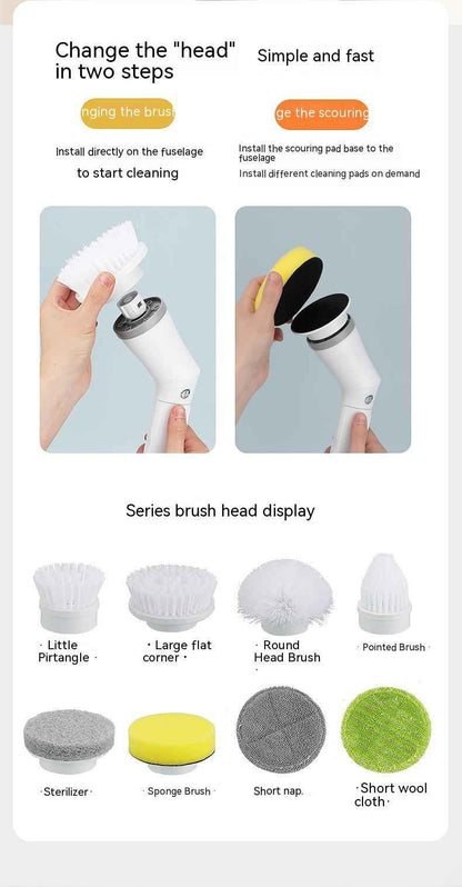 Electric Scrubber Brush — Telescopic Long Handle for Walls &amp; Tiles