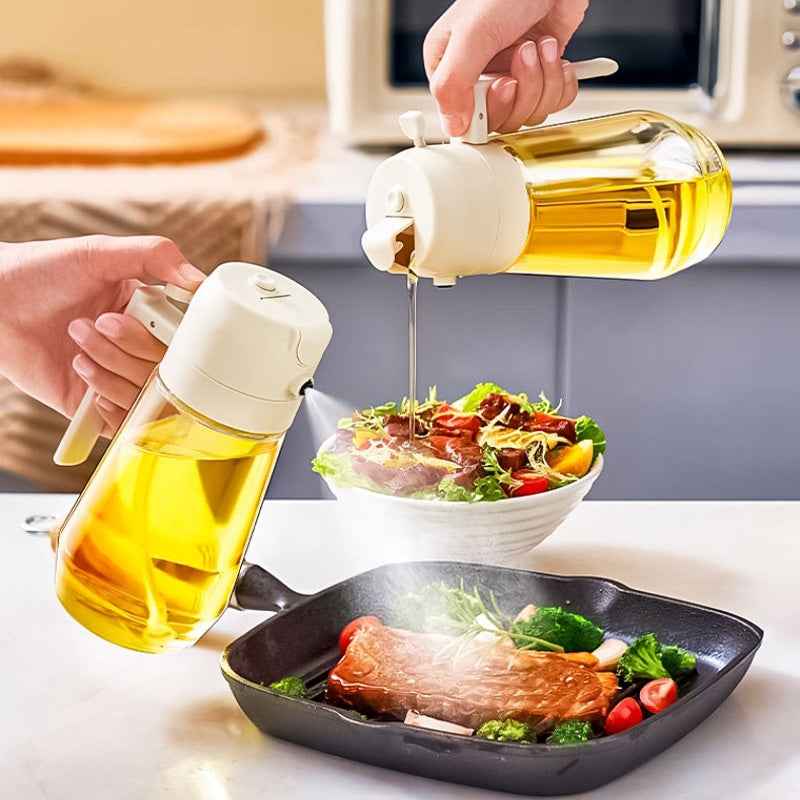 Glass Olive Oil Sprayer — 2-in-1 Spray &amp; Pour Dispenser 470ml