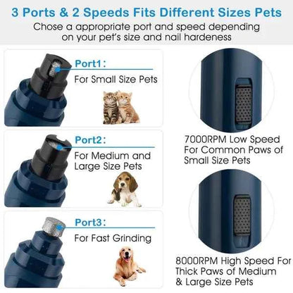 Dog Nail Grinder — Quiet USB Rechargeable 2-Speed