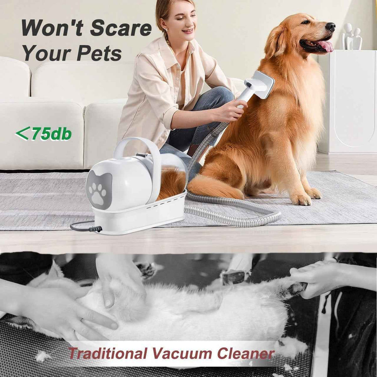 7-in-1 Vacuum Pet Grooming Kit — Cordless Trimmer Set