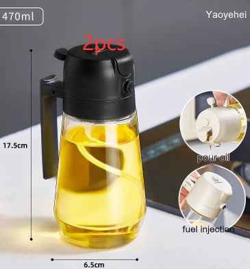 Glass Olive Oil Sprayer — 2-in-1 Spray &amp; Pour Dispenser 470ml