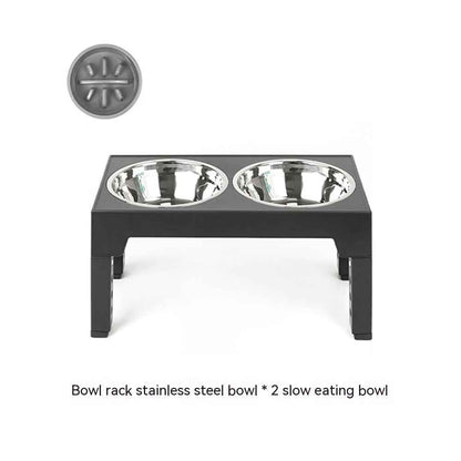 Elevated Dog Bowl Stand — Slow Feeder with Neck Protection