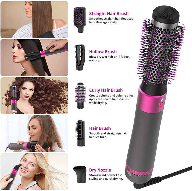 Cepillo Secador 5 en 1: Tu Estilizador Todo-en-Uno para Cabello Perfecto