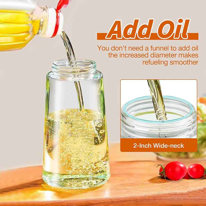 Dual-Use Oil Sprayer &amp; Dispenser — Glass Kitchen Spray Bottle