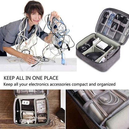 Electronics Travel Organizer — Waterproof Cable &amp; Charger Storage Bag