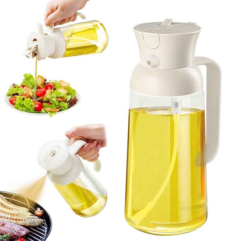 Dual-Use Oil Sprayer &amp; Dispenser — Glass Kitchen Spray Bottle