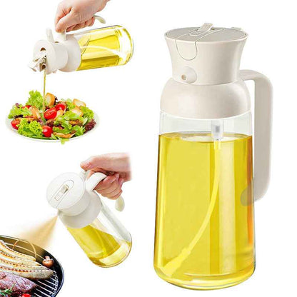 Dual-Use Oil Sprayer &amp; Dispenser — Glass Kitchen Spray Bottle